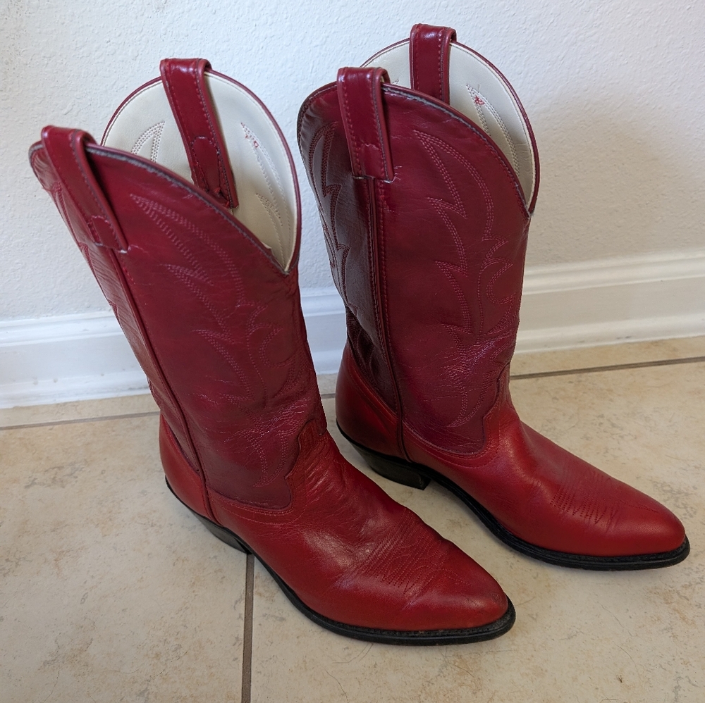 Red Leather Cowboy Boots - Laredo Leather Made In USA